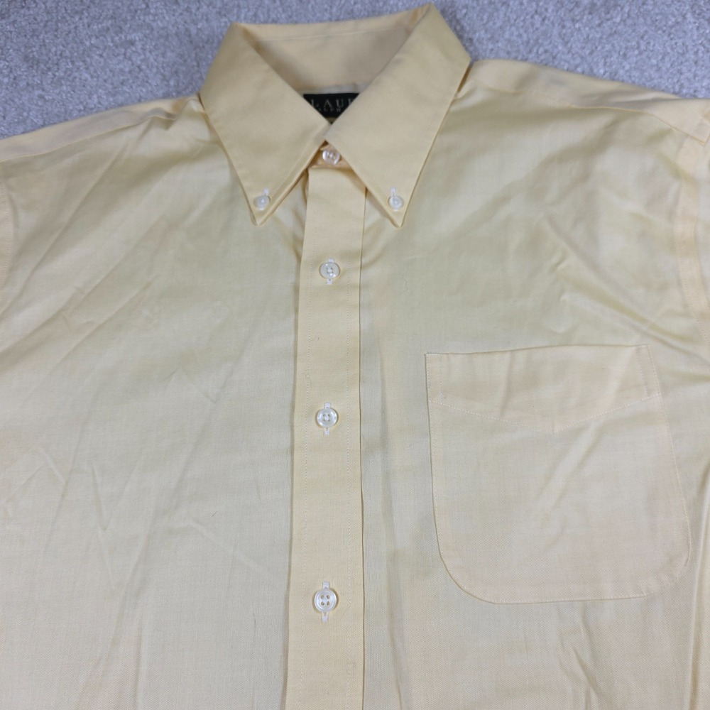 Lauren Ralph‎ Lauren Yellow Dress Shirt Mens 15.5 Button Down Long Slv Cotton BD